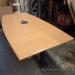 96" Maple Boardroom Boat Shaped Table w/ Power & Data Grommet
